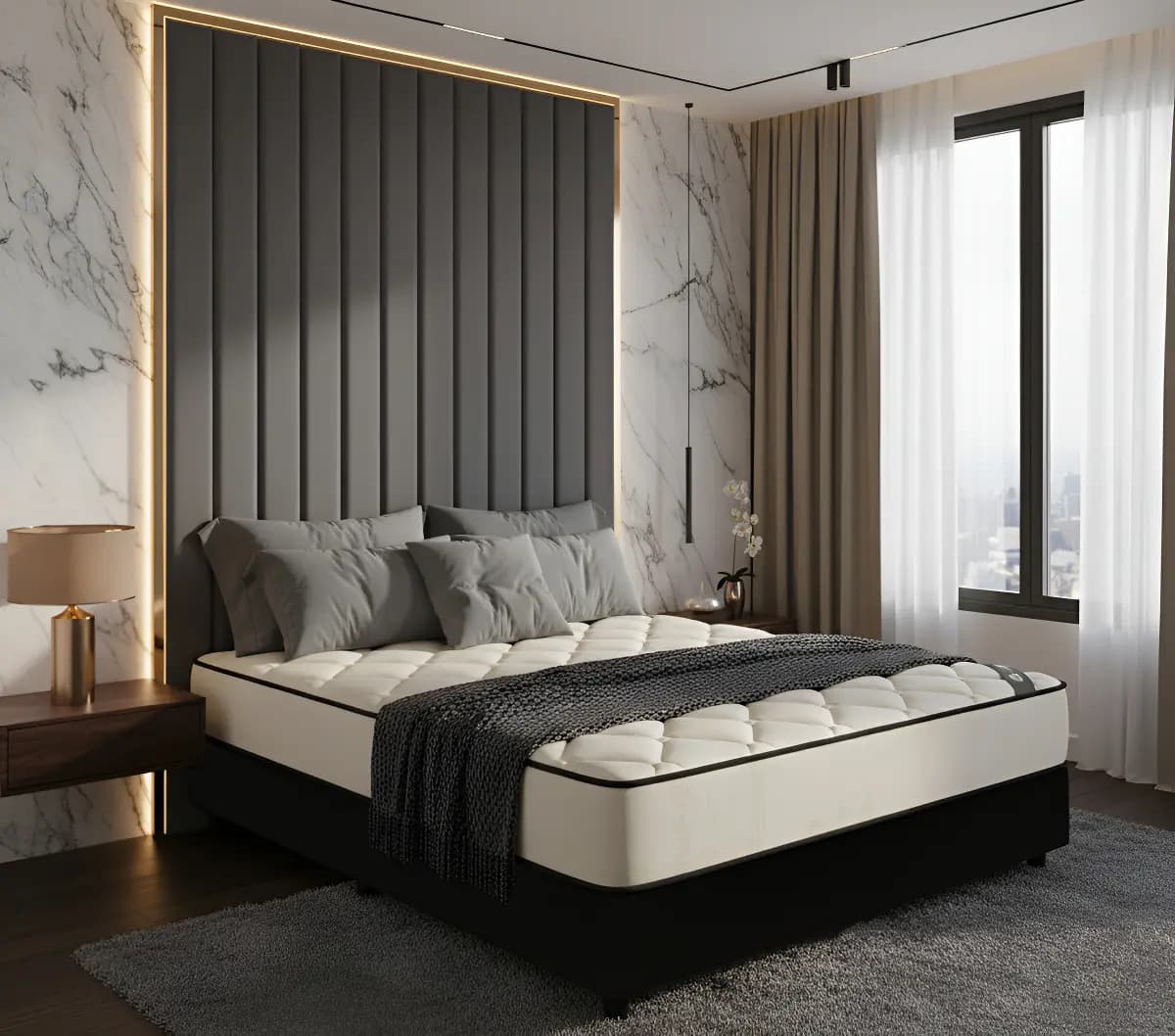 Colchón Y Sommier Simmons Hotel Bilt King Size 200x200 Blanco/negro