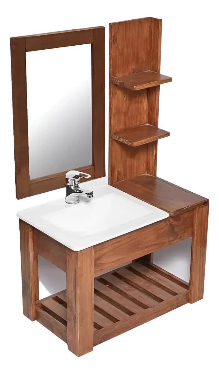 Combo Vanitory Colgante 70cm + Estante + Espejo Nórdico Moda