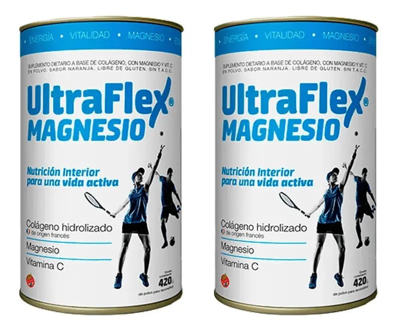 Suplemento Trb Pharma Ultraflex Magnesio Colágeno Hidrolizado 420 Grs. Combo X 2 Unidades Naranja