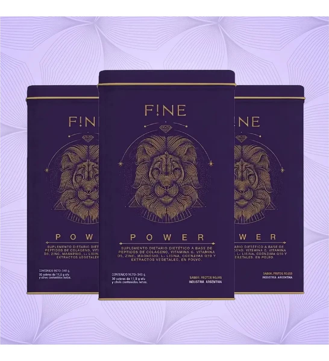 Colageno Fine Power X3 Tratamiento Para 3 Meses Sabor Red Super Fruits